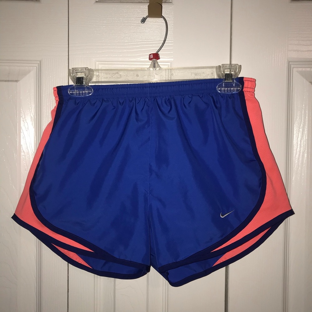 Blue and orange Nike dri-fit running shorts